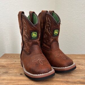John Deere Brown Leather Kids' Boots